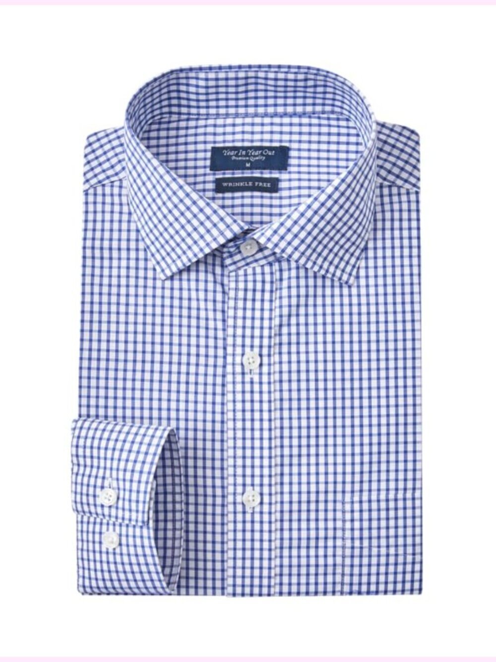 Men's Wrinkle Free Long Sleeve Dress Shirt, Non Iron Regular Fit, Polyester
